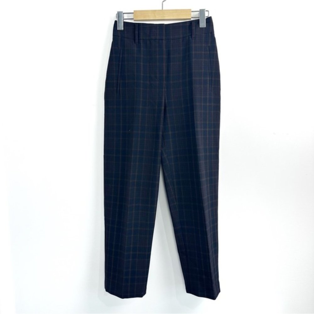Aritzia Wilfred High Waisted Plaid Cropped Trousers Sz 0